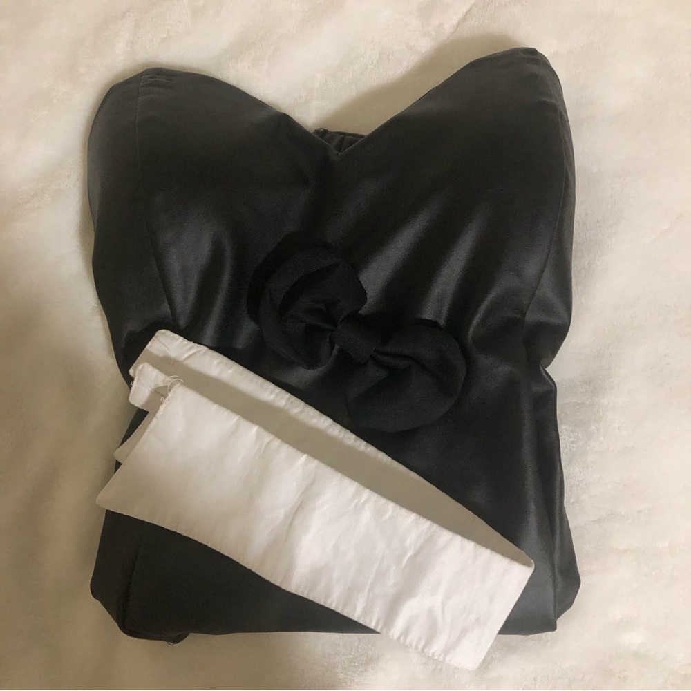 Black (Fo leather) Strapless Leotard